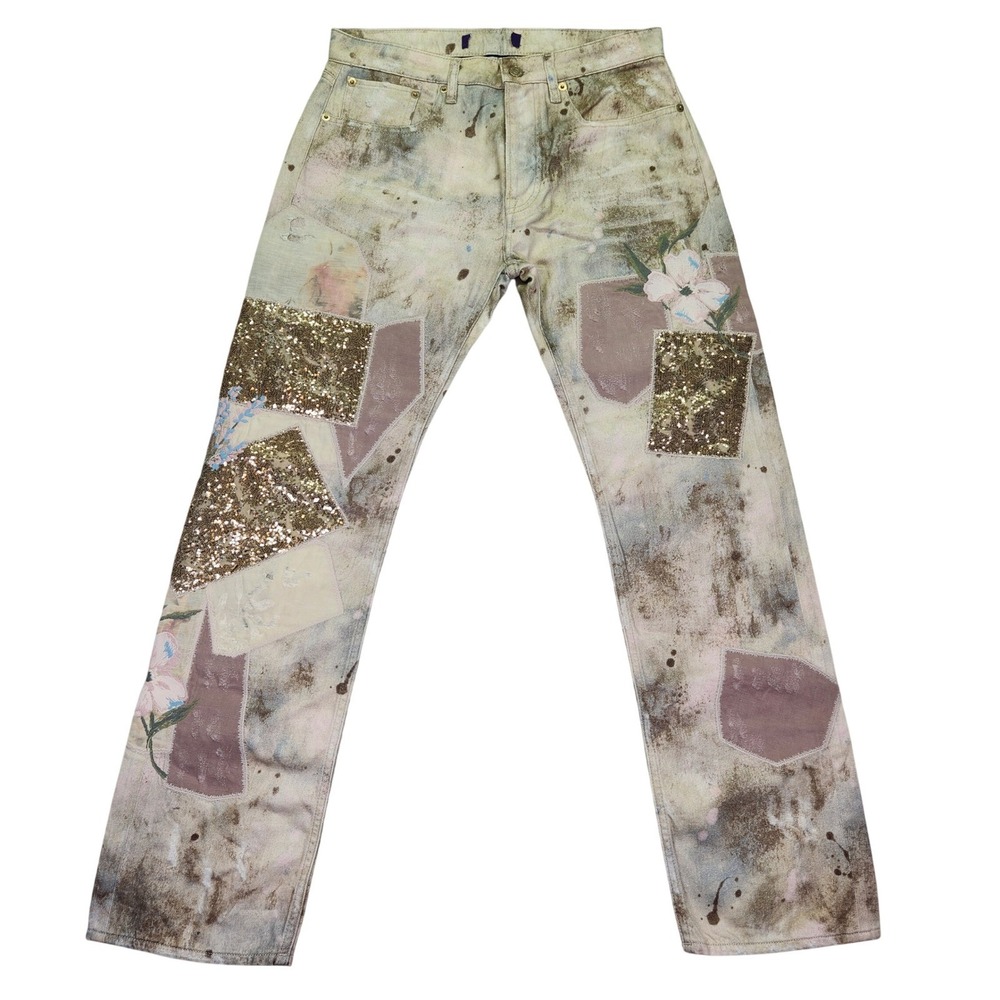 Ralph Lauren Collection Runway Patchwork Sequin Jeans Made In Italy Women's L 33